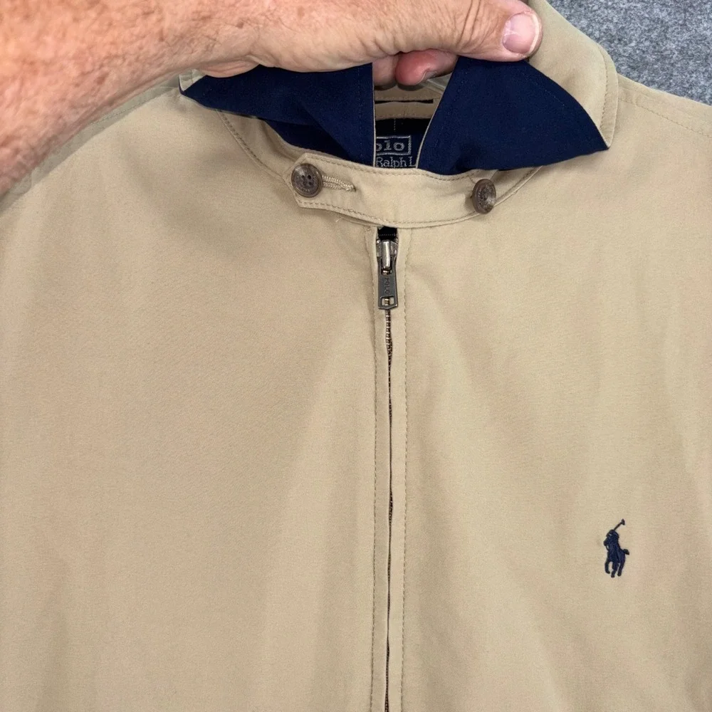 VTG Ralph Lauren Men XL Khaki Bi-Swing Windbreaker Harrington Jacket Pony Y2K